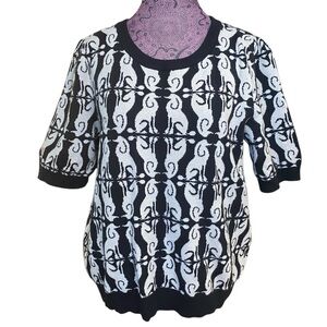 Anthropologie Maeve Black White Dog Print Sweater